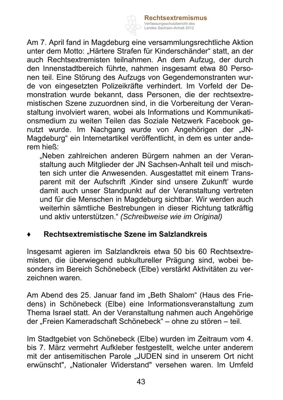 Seite 55 des Verfassungsschutzbericht 2012 Sachsen-Anhalt