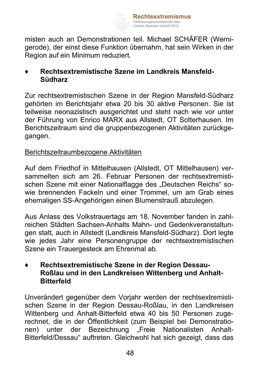 Seite 60 des Verfassungsschutzbericht 2012 Sachsen-Anhalt