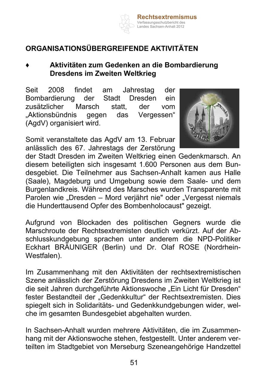 Seite 63 des Verfassungsschutzbericht 2012 Sachsen-Anhalt