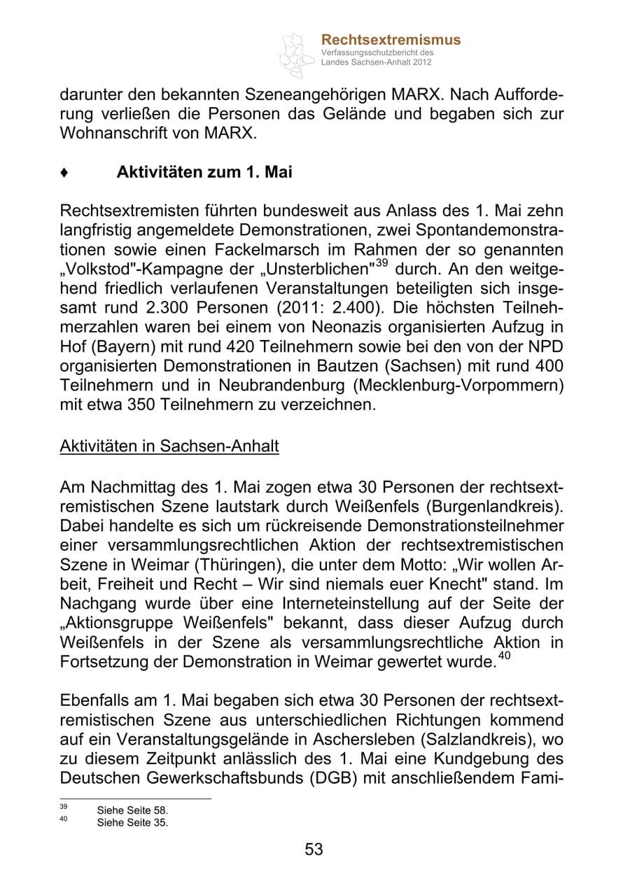 Seite 65 des Verfassungsschutzbericht 2012 Sachsen-Anhalt