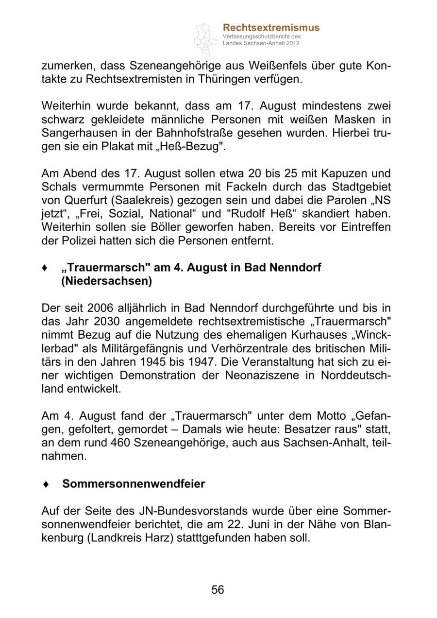 Seite 68 des Verfassungsschutzbericht 2012 Sachsen-Anhalt