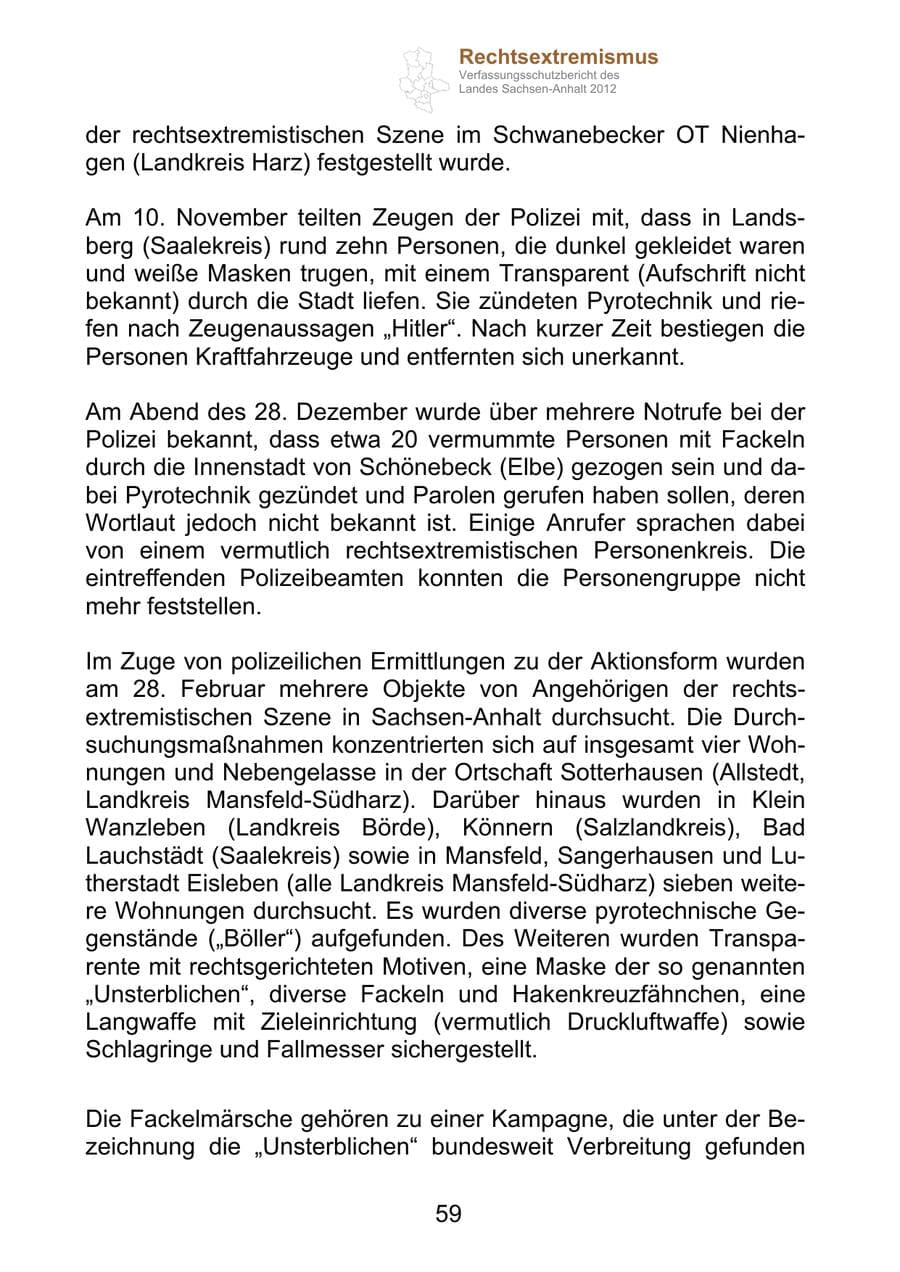 Seite 71 des Verfassungsschutzbericht 2012 Sachsen-Anhalt