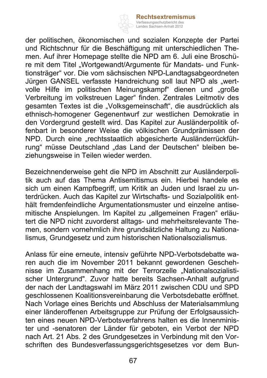 Seite 79 des Verfassungsschutzbericht 2012 Sachsen-Anhalt
