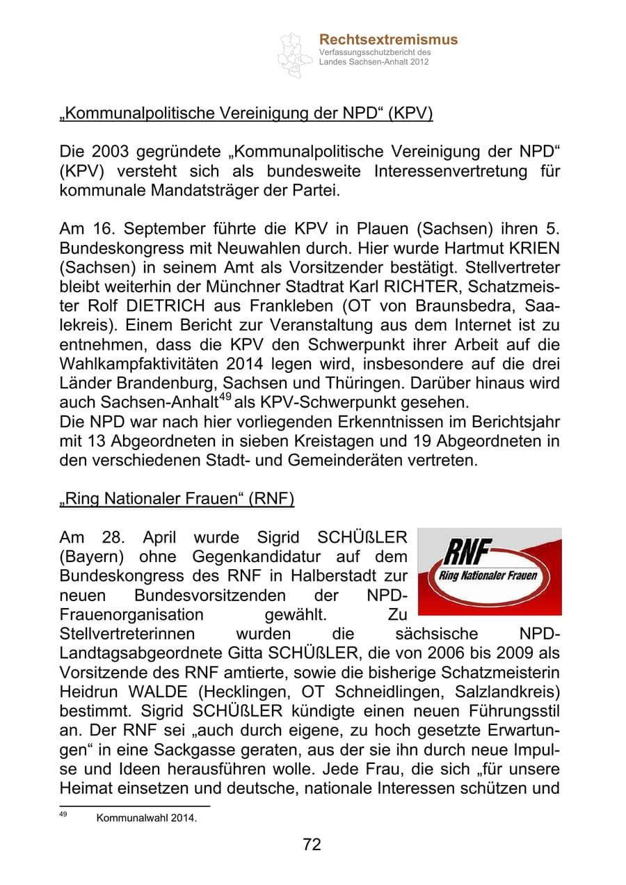 Seite 84 des Verfassungsschutzbericht 2012 Sachsen-Anhalt