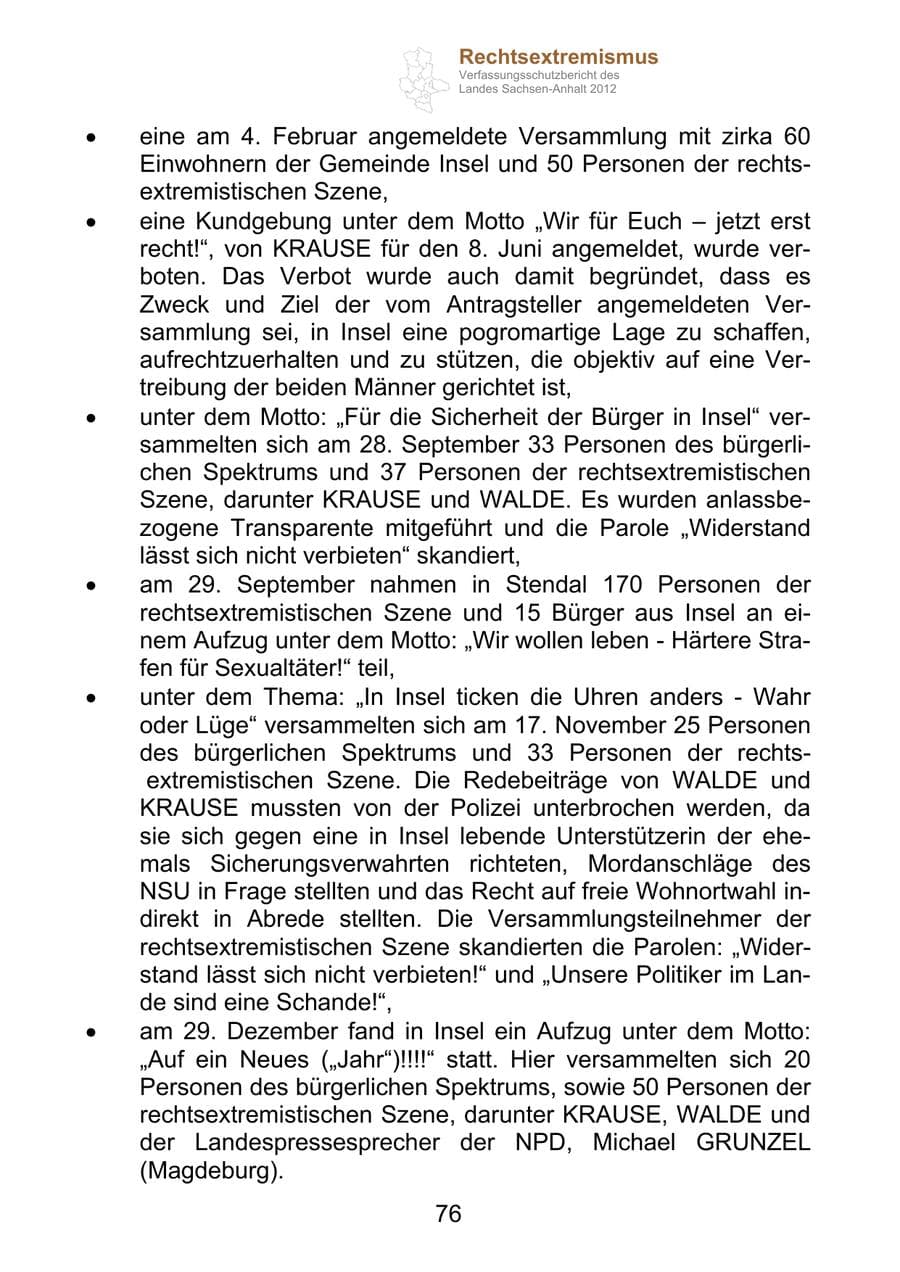 Seite 88 des Verfassungsschutzbericht 2012 Sachsen-Anhalt