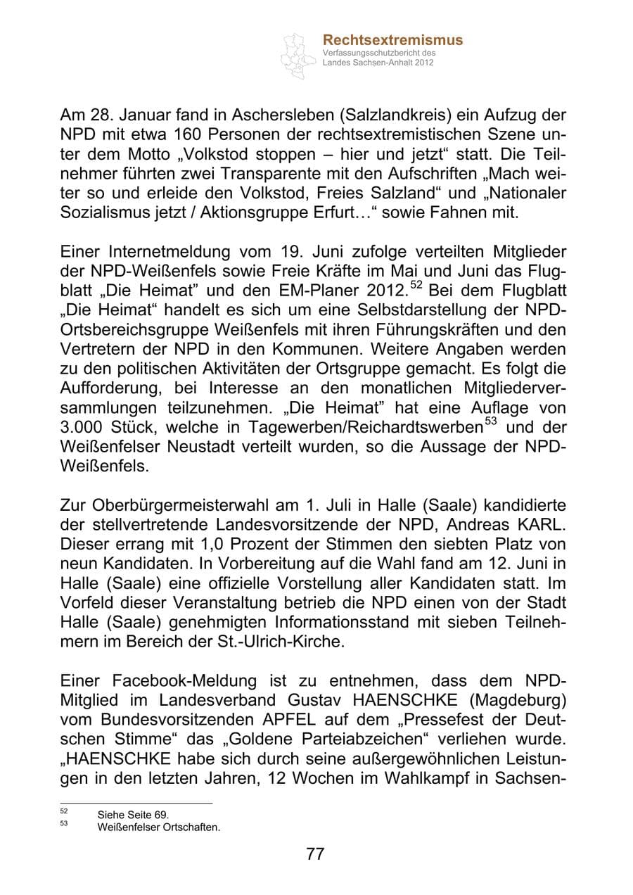 Seite 89 des Verfassungsschutzbericht 2012 Sachsen-Anhalt