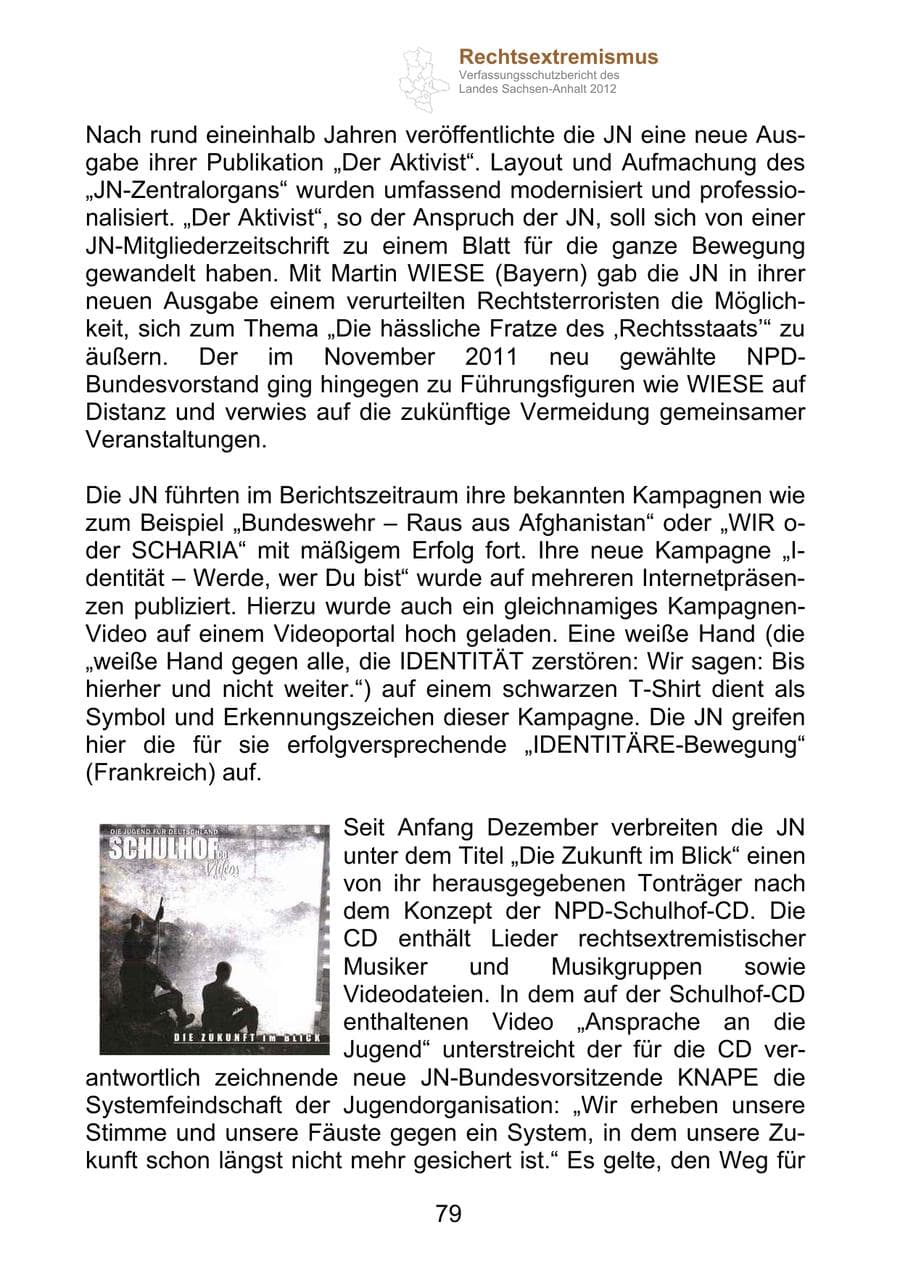 Seite 91 des Verfassungsschutzbericht 2012 Sachsen-Anhalt
