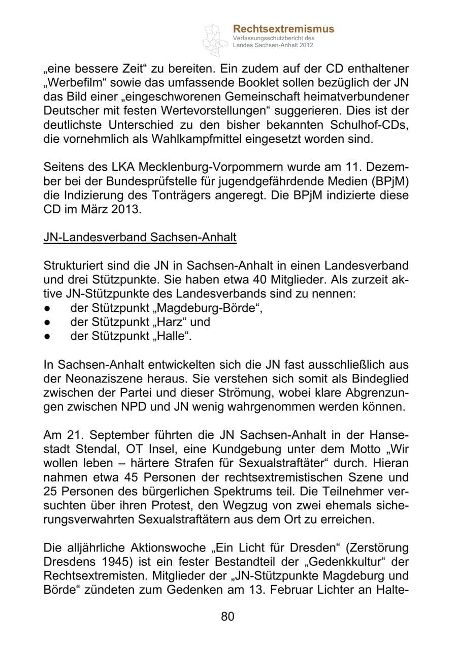 Seite 92 des Verfassungsschutzbericht 2012 Sachsen-Anhalt