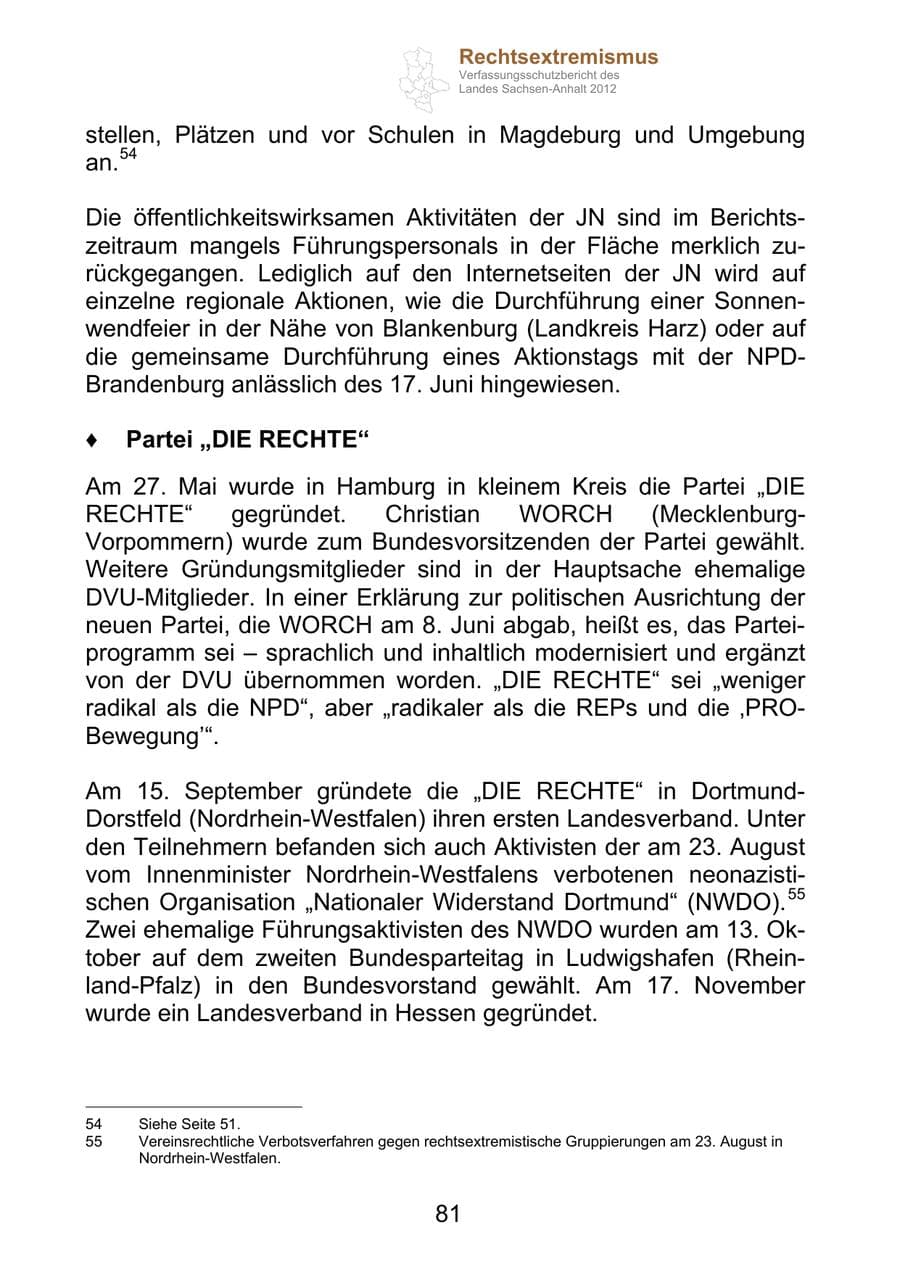 Seite 93 des Verfassungsschutzbericht 2012 Sachsen-Anhalt