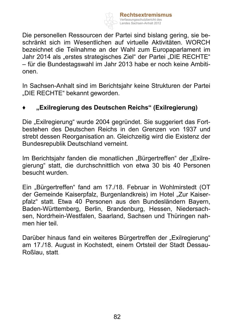 Seite 94 des Verfassungsschutzbericht 2012 Sachsen-Anhalt