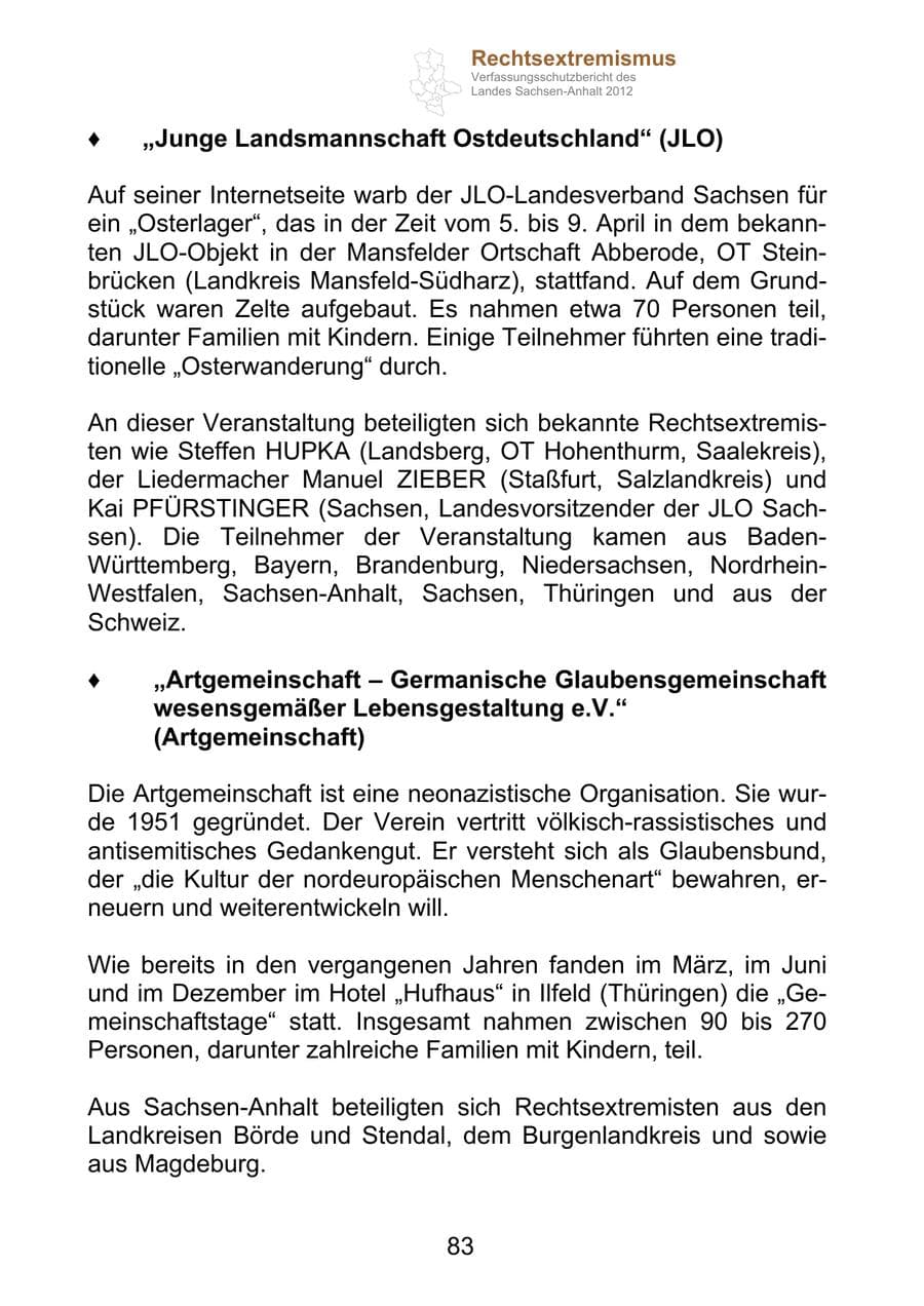 Seite 95 des Verfassungsschutzbericht 2012 Sachsen-Anhalt