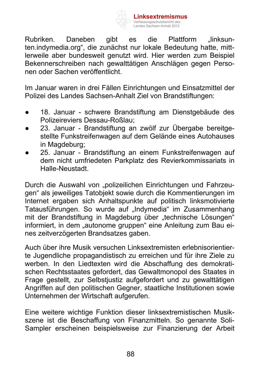 Seite 100 des Verfassungsschutzbericht 2012 Sachsen-Anhalt