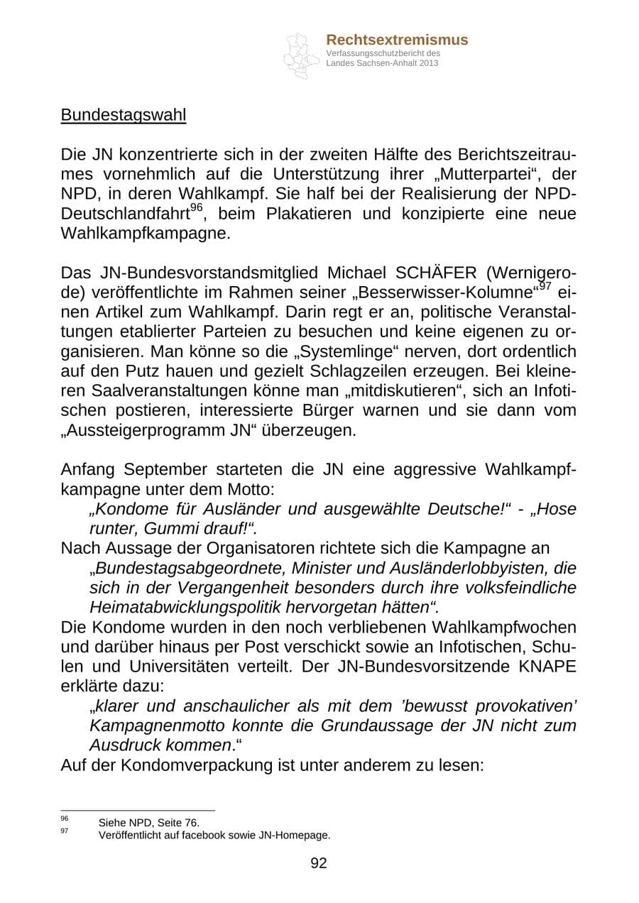 Seite 105 des Verfassungsschutzbericht 2013 Sachsen-Anhalt