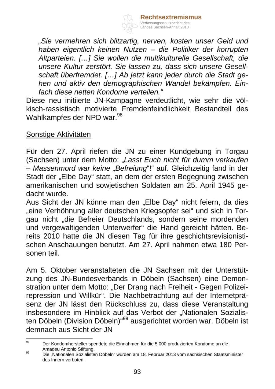Seite 106 des Verfassungsschutzbericht 2013 Sachsen-Anhalt