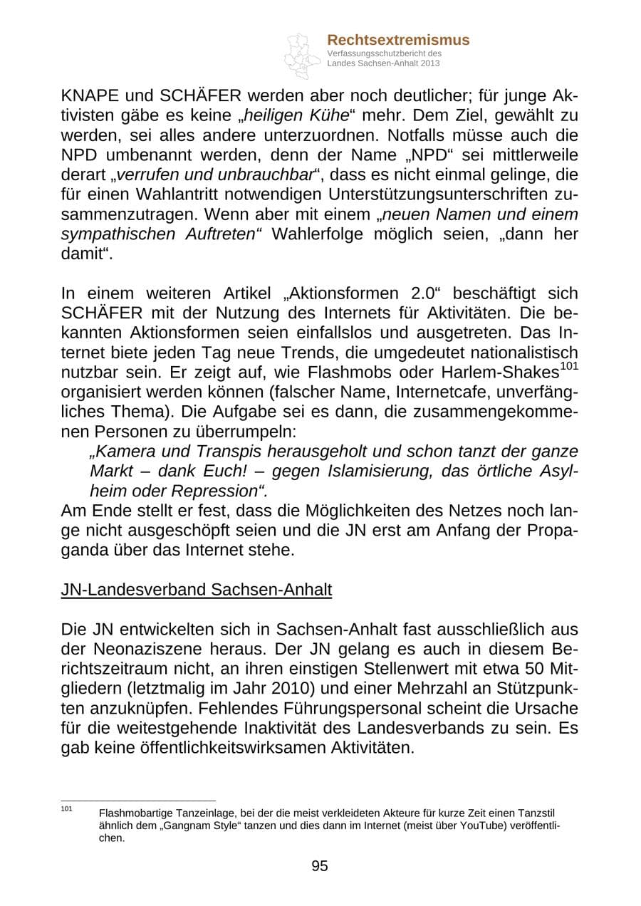 Seite 108 des Verfassungsschutzbericht 2013 Sachsen-Anhalt