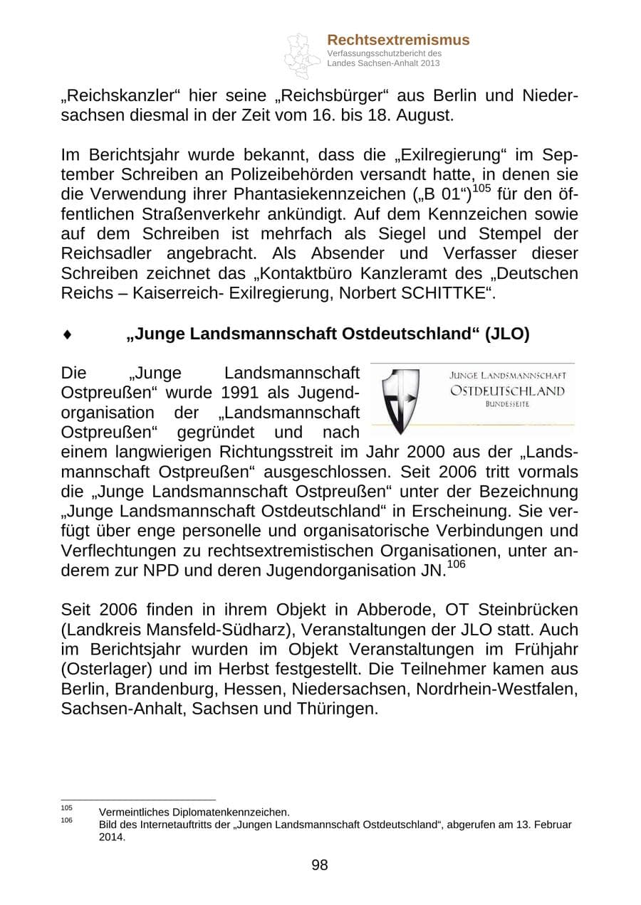 Seite 111 des Verfassungsschutzbericht 2013 Sachsen-Anhalt