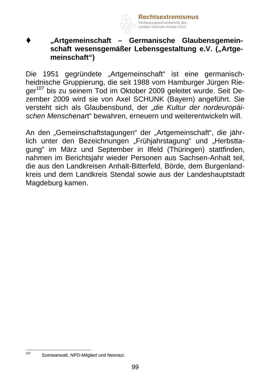 Seite 112 des Verfassungsschutzbericht 2013 Sachsen-Anhalt