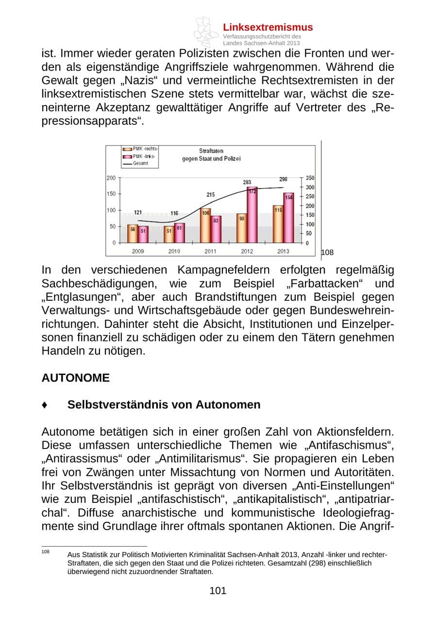 Seite 114 des Verfassungsschutzbericht 2013 Sachsen-Anhalt