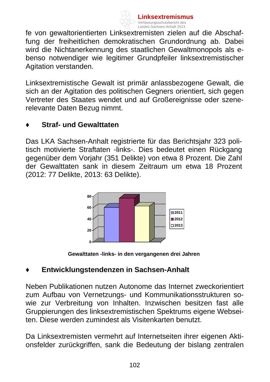 Seite 115 des Verfassungsschutzbericht 2013 Sachsen-Anhalt