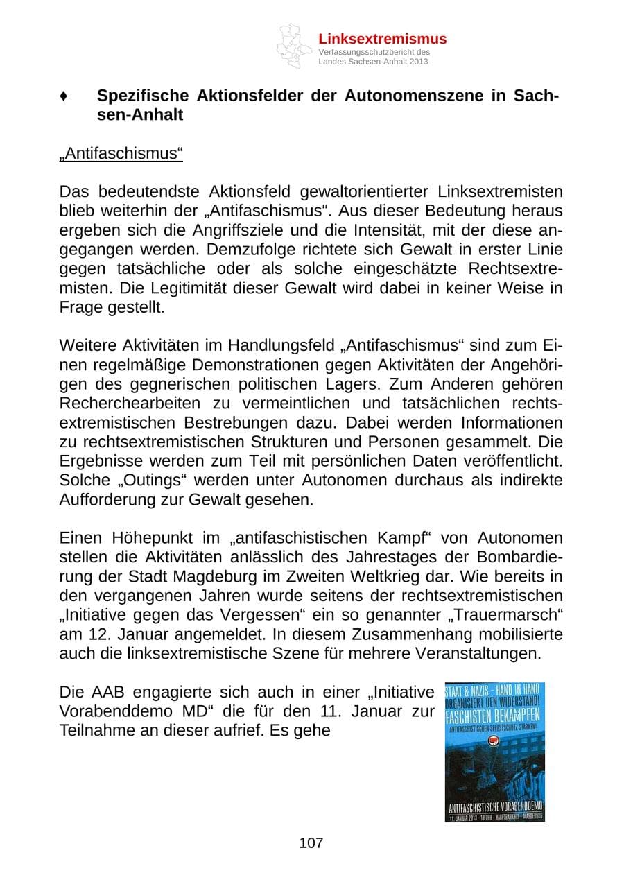 Seite 120 des Verfassungsschutzbericht 2013 Sachsen-Anhalt
