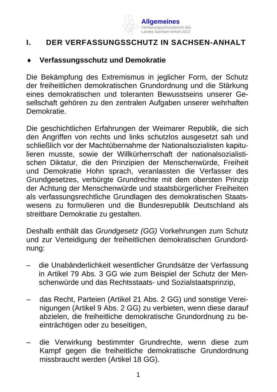Seite 14 des Verfassungsschutzbericht 2013 Sachsen-Anhalt