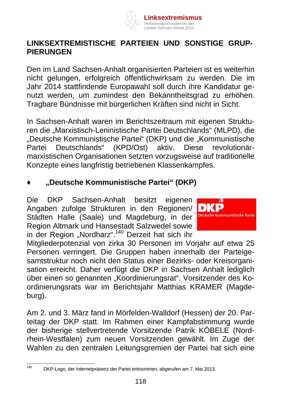 Seite 131 des Verfassungsschutzbericht 2013 Sachsen-Anhalt