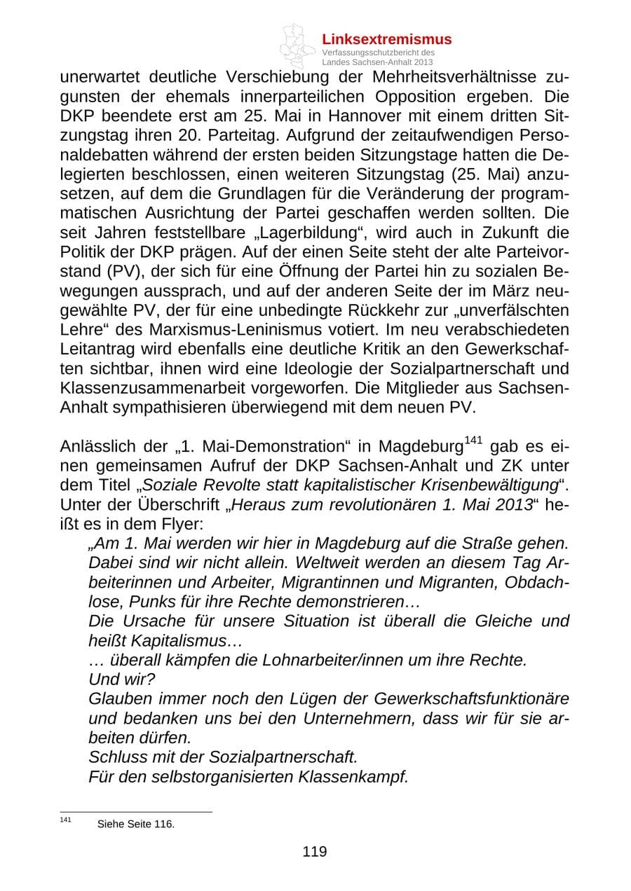 Seite 132 des Verfassungsschutzbericht 2013 Sachsen-Anhalt