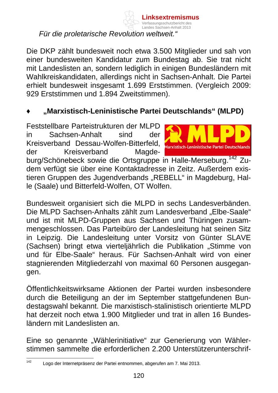 Seite 133 des Verfassungsschutzbericht 2013 Sachsen-Anhalt
