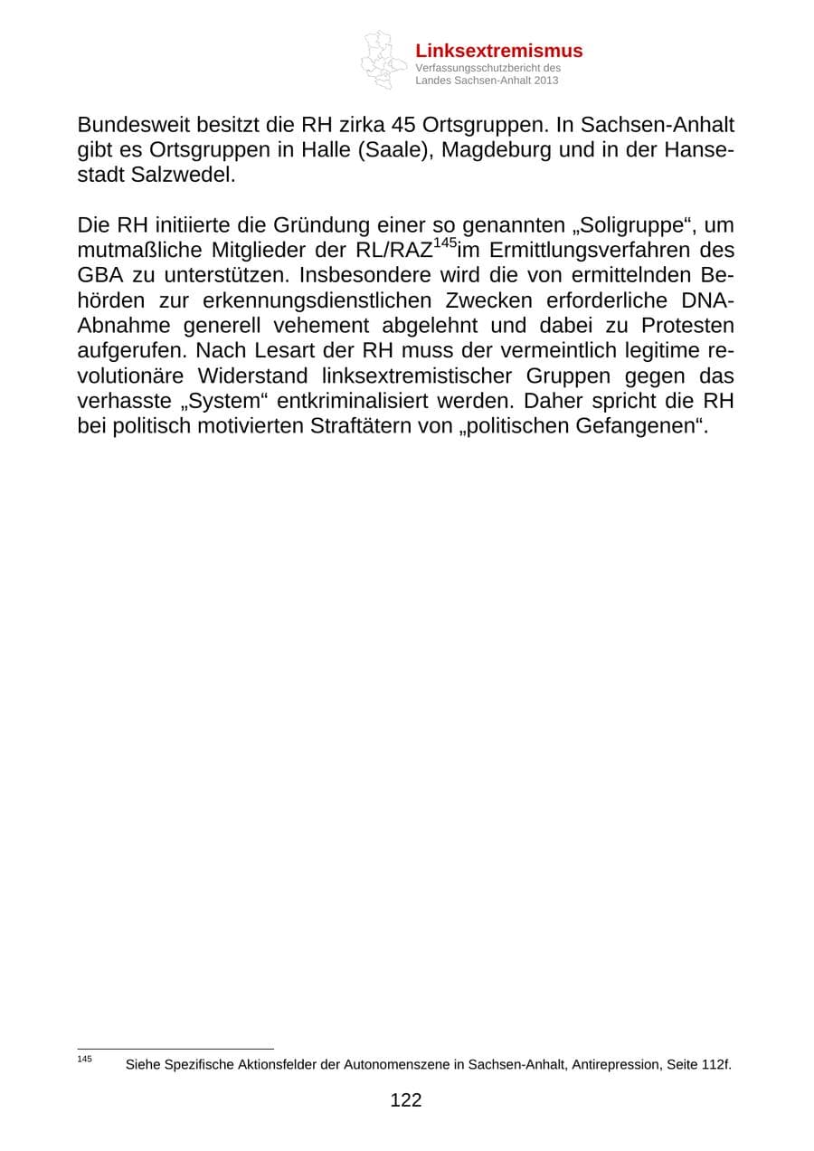 Seite 135 des Verfassungsschutzbericht 2013 Sachsen-Anhalt