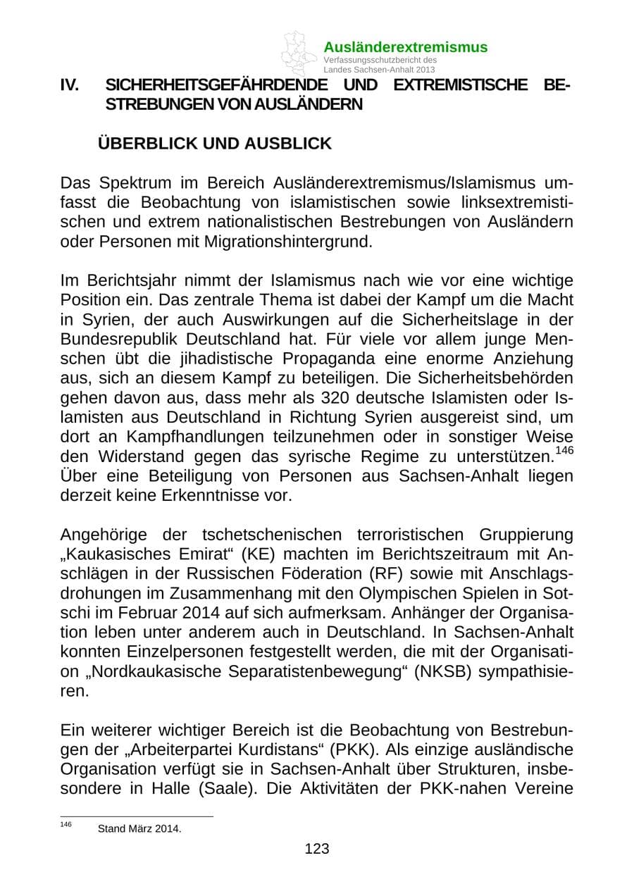 Seite 136 des Verfassungsschutzbericht 2013 Sachsen-Anhalt