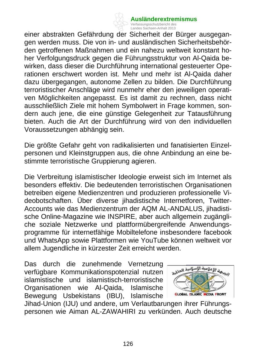 Seite 139 des Verfassungsschutzbericht 2013 Sachsen-Anhalt