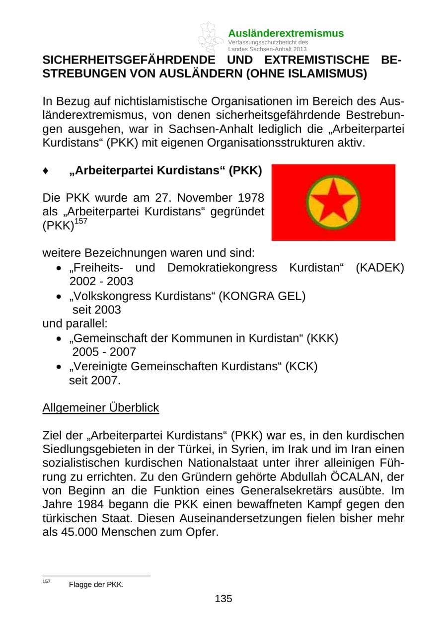 Seite 148 des Verfassungsschutzbericht 2013 Sachsen-Anhalt