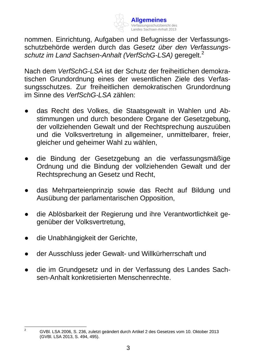 Seite 16 des Verfassungsschutzbericht 2013 Sachsen-Anhalt