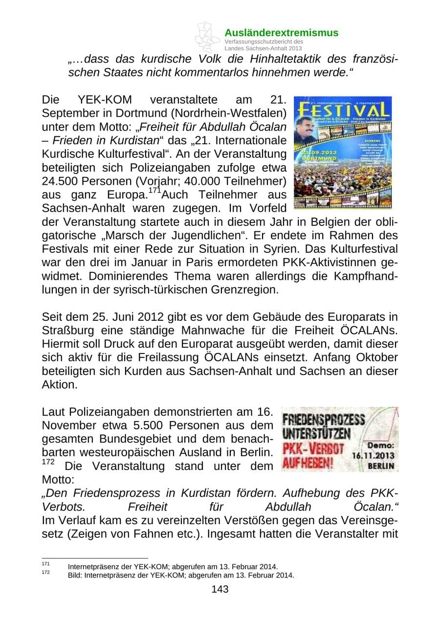 Seite 156 des Verfassungsschutzbericht 2013 Sachsen-Anhalt