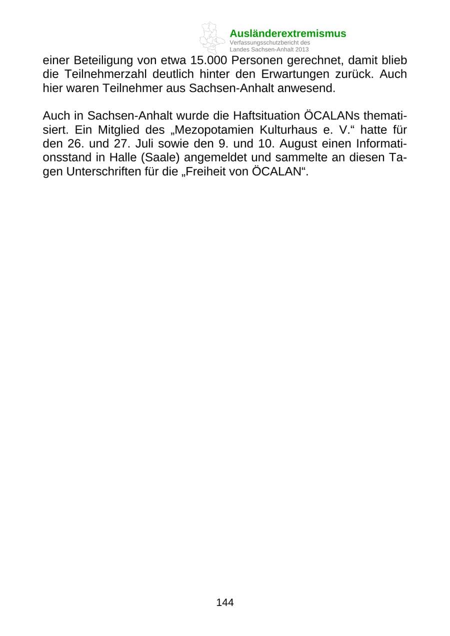 Seite 157 des Verfassungsschutzbericht 2013 Sachsen-Anhalt