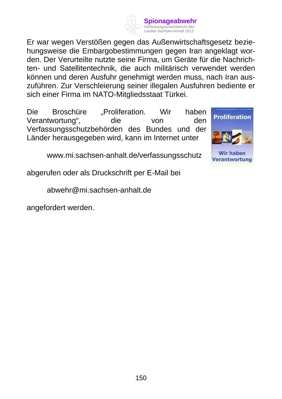 Seite 163 des Verfassungsschutzbericht 2013 Sachsen-Anhalt