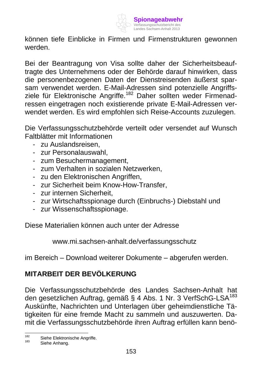 Seite 166 des Verfassungsschutzbericht 2013 Sachsen-Anhalt