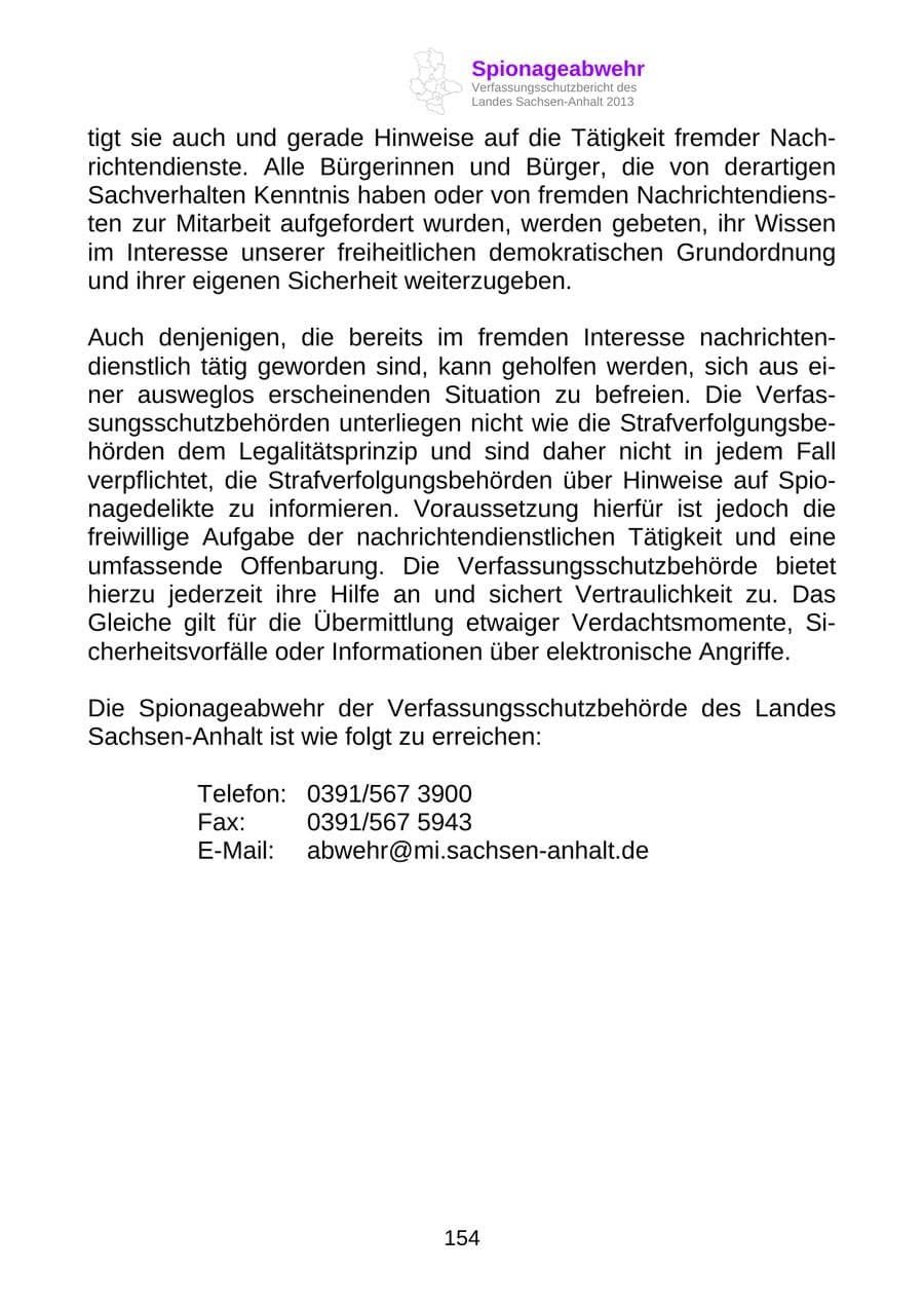 Seite 167 des Verfassungsschutzbericht 2013 Sachsen-Anhalt