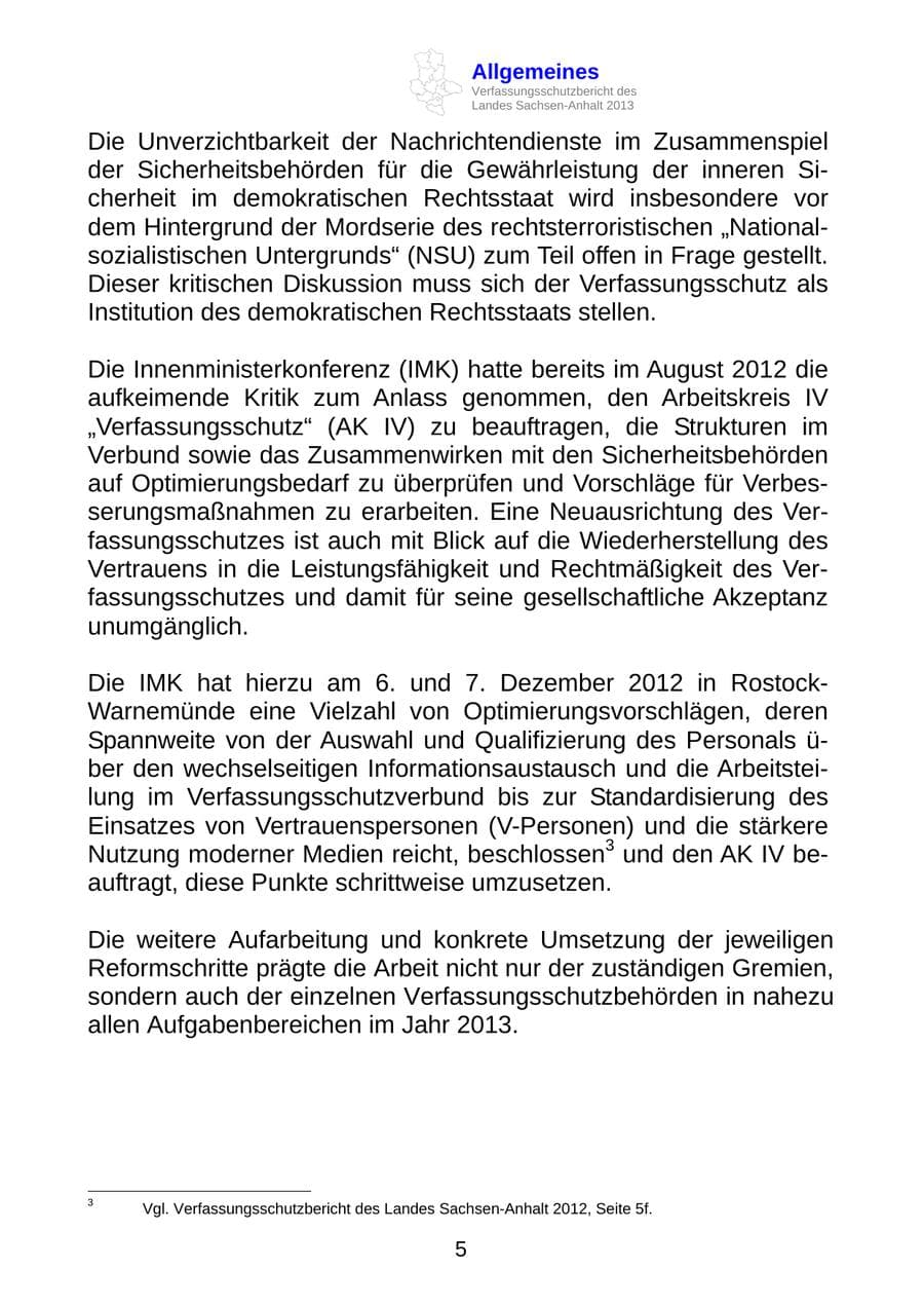 Seite 18 des Verfassungsschutzbericht 2013 Sachsen-Anhalt