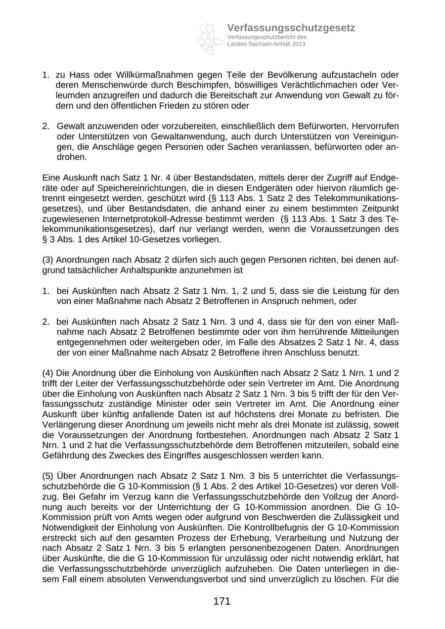 Seite 184 des Verfassungsschutzbericht 2013 Sachsen-Anhalt