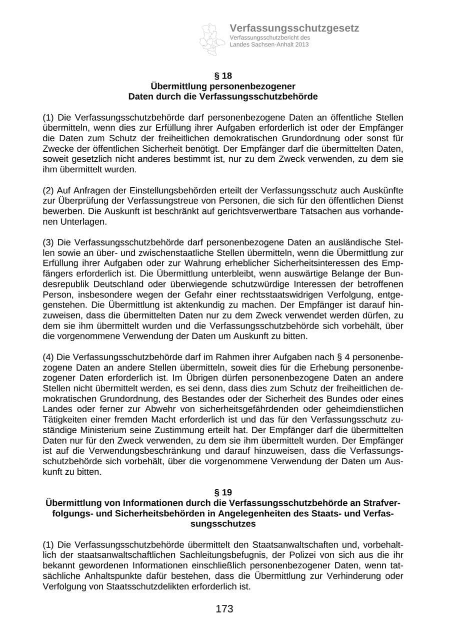 Seite 186 des Verfassungsschutzbericht 2013 Sachsen-Anhalt