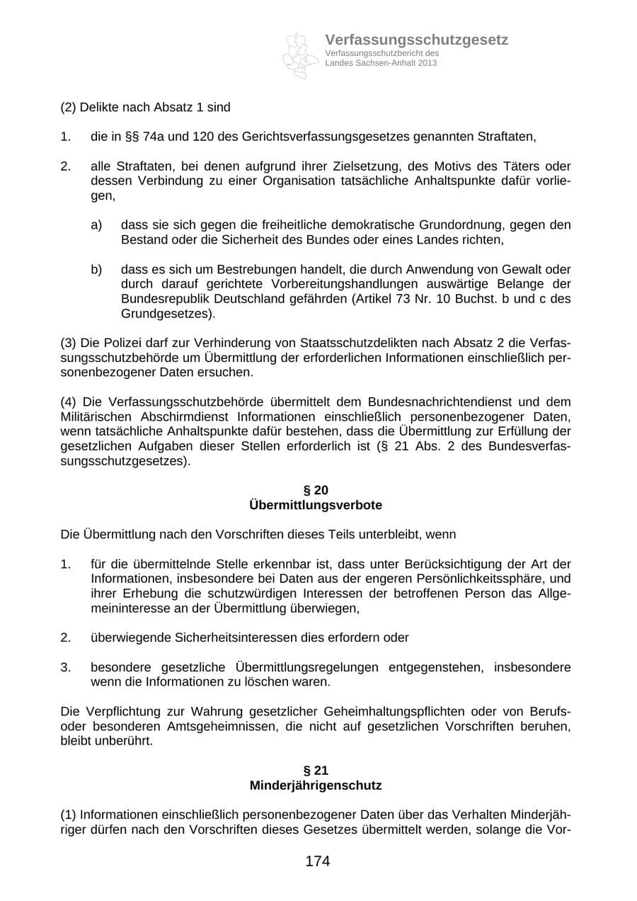 Seite 187 des Verfassungsschutzbericht 2013 Sachsen-Anhalt