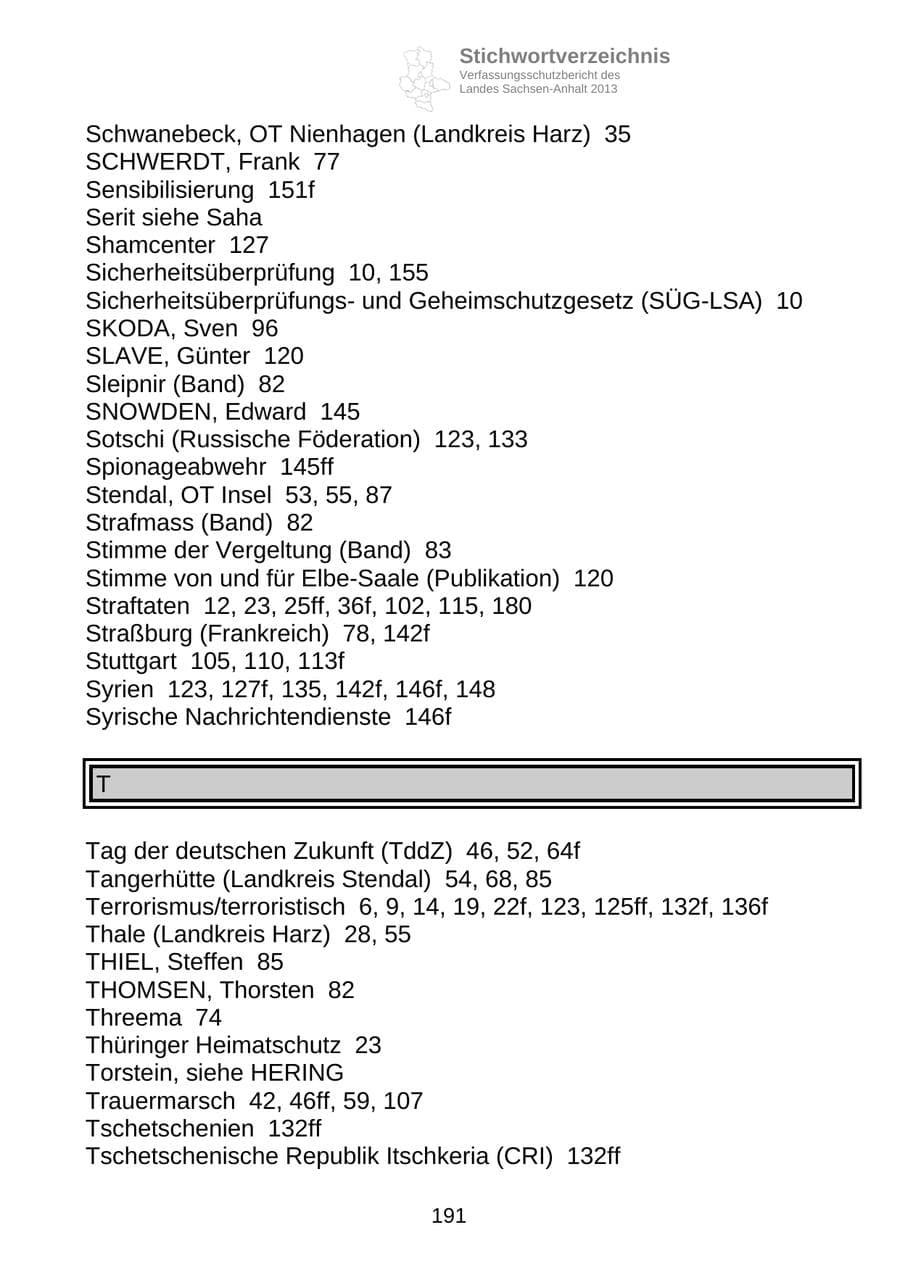 Seite 204 des Verfassungsschutzbericht 2013 Sachsen-Anhalt