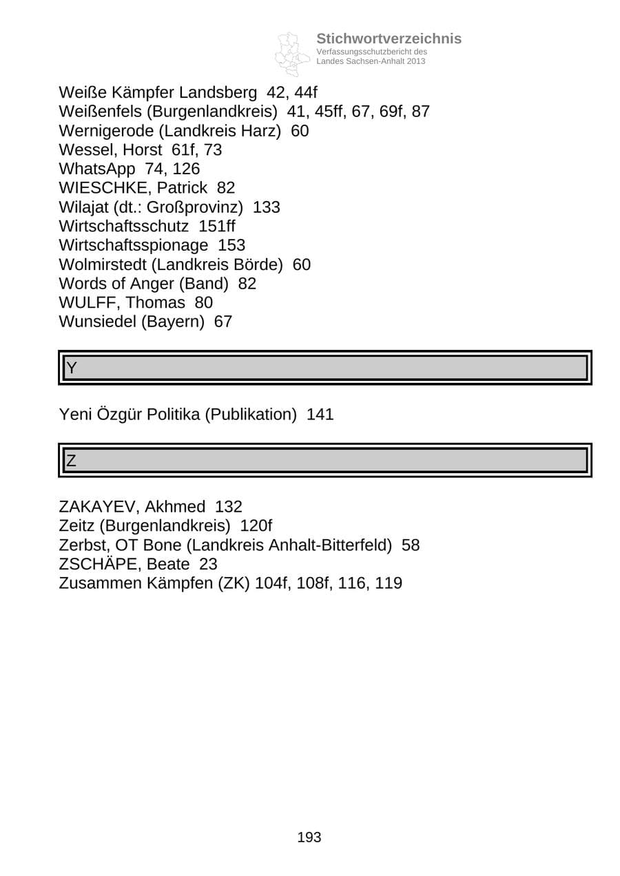 Seite 206 des Verfassungsschutzbericht 2013 Sachsen-Anhalt