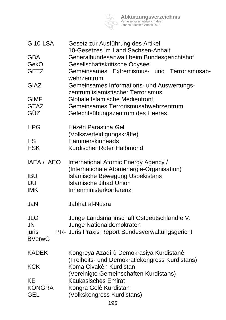Seite 208 des Verfassungsschutzbericht 2013 Sachsen-Anhalt