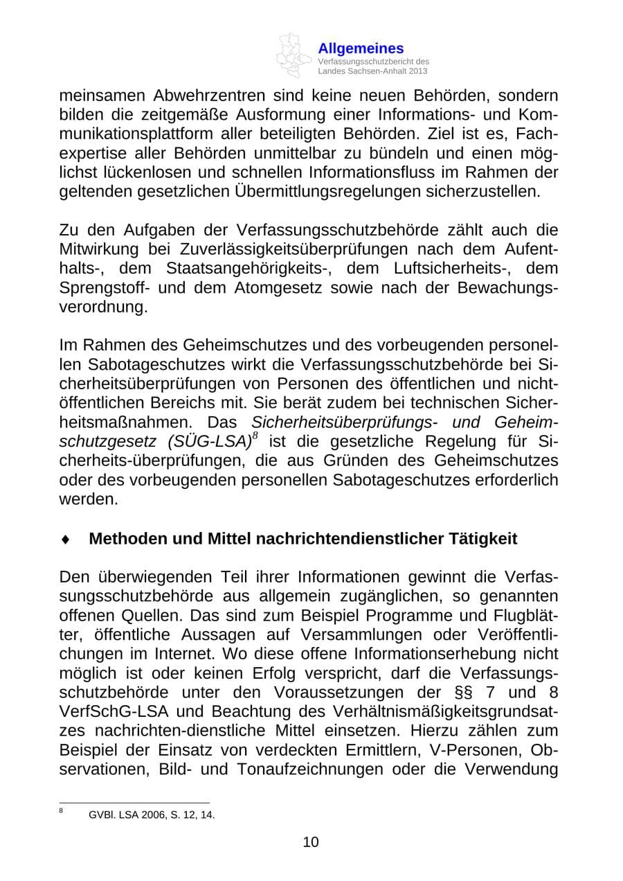 Seite 23 des Verfassungsschutzbericht 2013 Sachsen-Anhalt