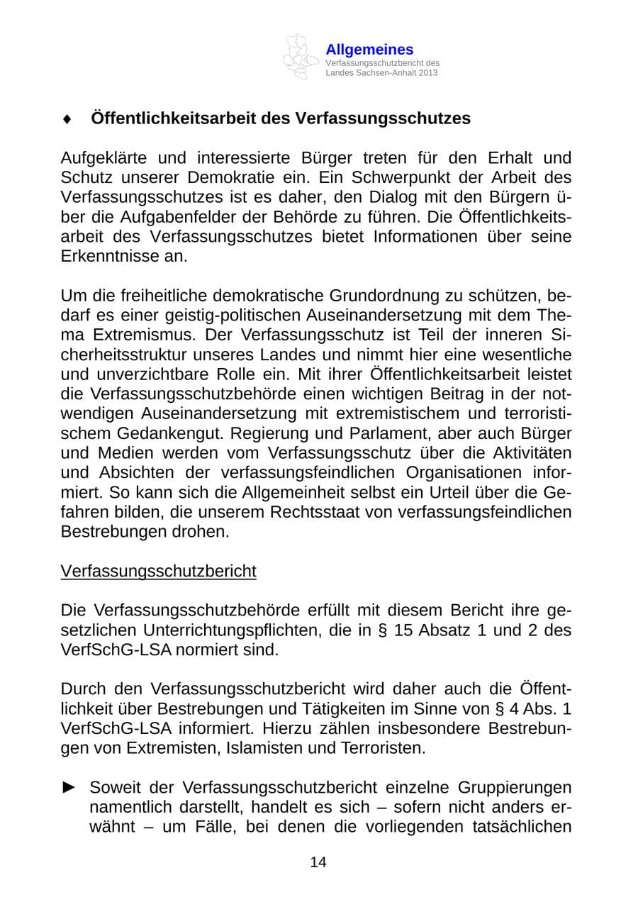 Seite 27 des Verfassungsschutzbericht 2013 Sachsen-Anhalt