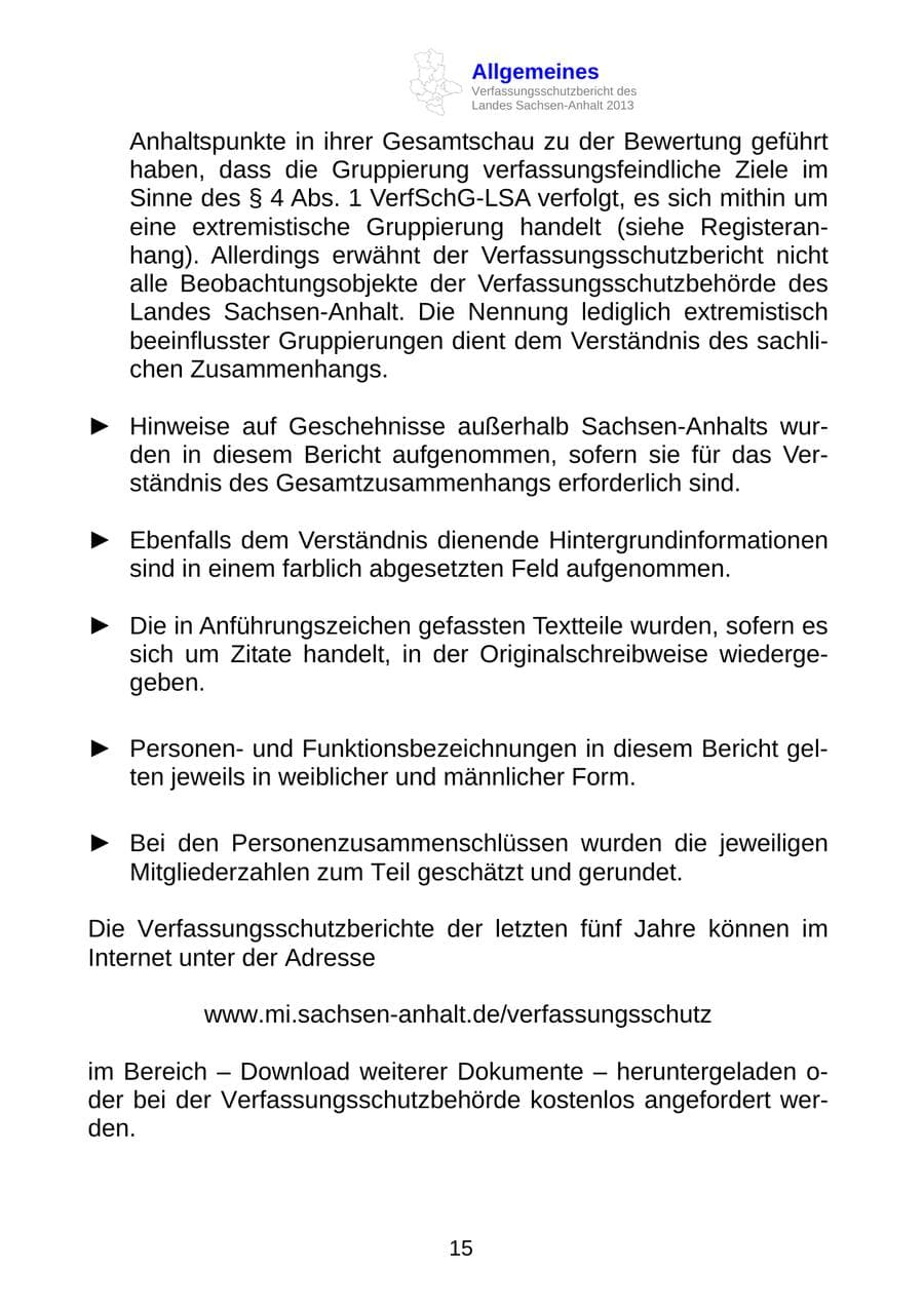 Seite 28 des Verfassungsschutzbericht 2013 Sachsen-Anhalt