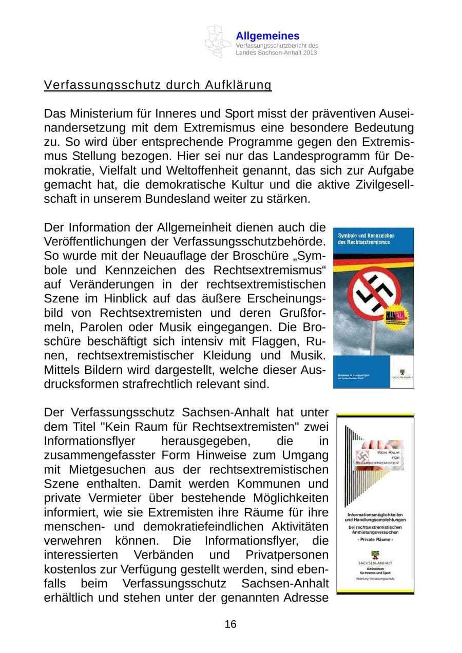 Seite 29 des Verfassungsschutzbericht 2013 Sachsen-Anhalt