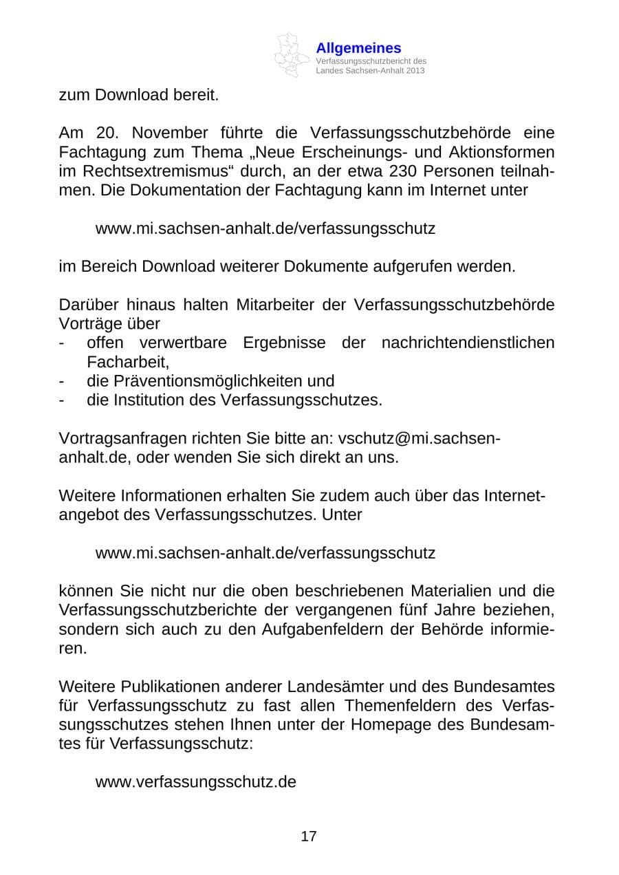Seite 30 des Verfassungsschutzbericht 2013 Sachsen-Anhalt